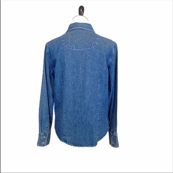 Bill Blass semi fitted long sleeve collared 100% cotton denim shirt - Picture 3 of 7